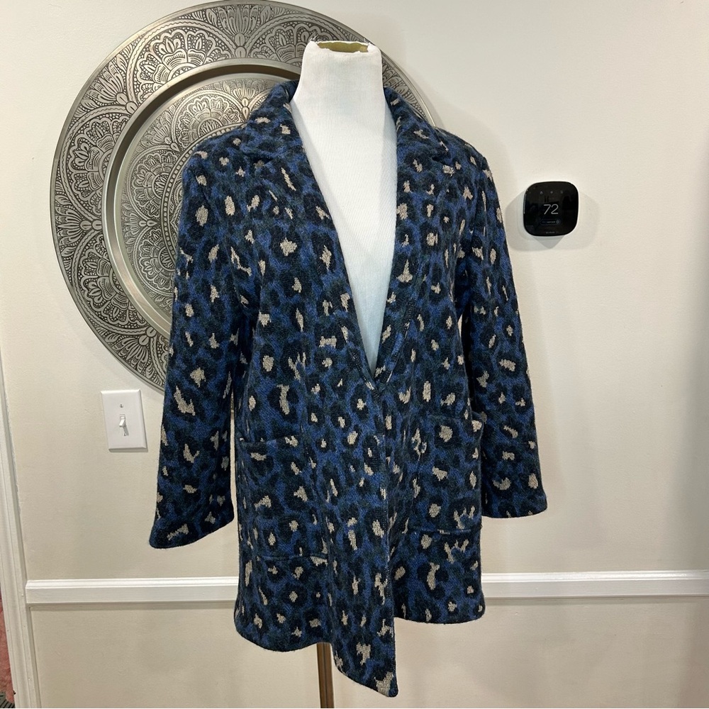 Villagallo blue heavy outer cardigan with pockets - Size 42 / US 8 / M - Picture 4 of 14